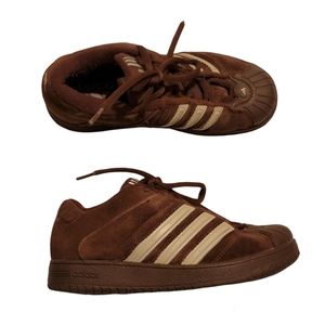 ADIDAS hard shell super star Brown Suede Sneakers hidden laces Size 2.5